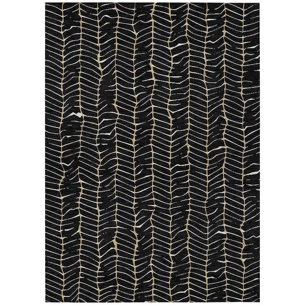 Chantille Machine Washable Indoor/Outdoor Abstract ACN3038 Black 5 ft. x 7 ft. 6 in. Area Rug
