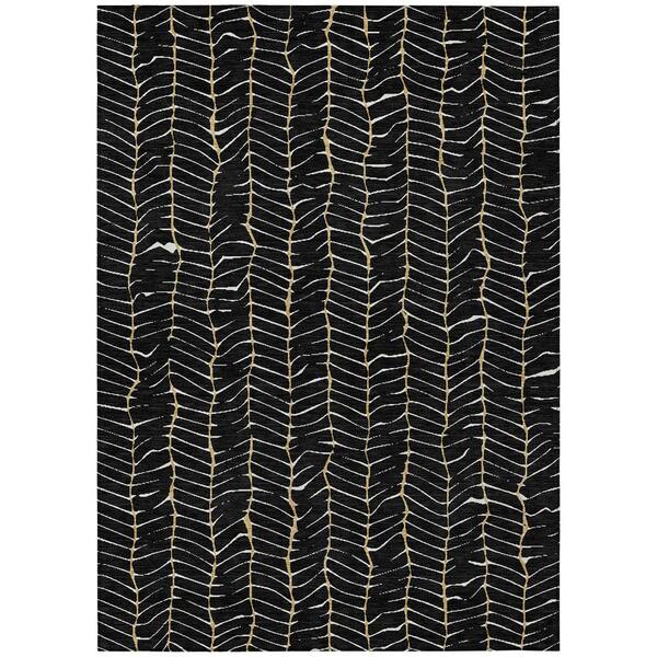 Chantille Machine Washable Indoor/Outdoor Abstract ACN3038 Black 9 ft. x 12 ft. Area Rug