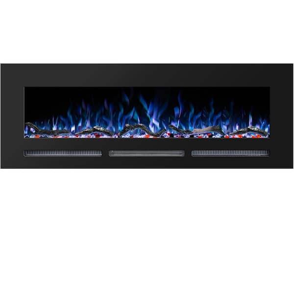 Prismaster ...keeps your home stylish 60 in. Electric Fireplace Insert with Adjustable Flame Colors, Thermostat, Recessed and Wall Mounted, Black