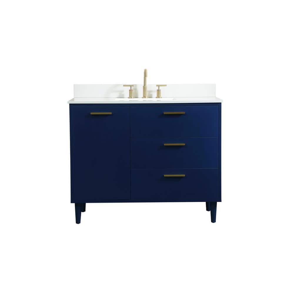 Timeless 42 in. W Single Bath Vanity in Blue with Engineered Stone Vanity T