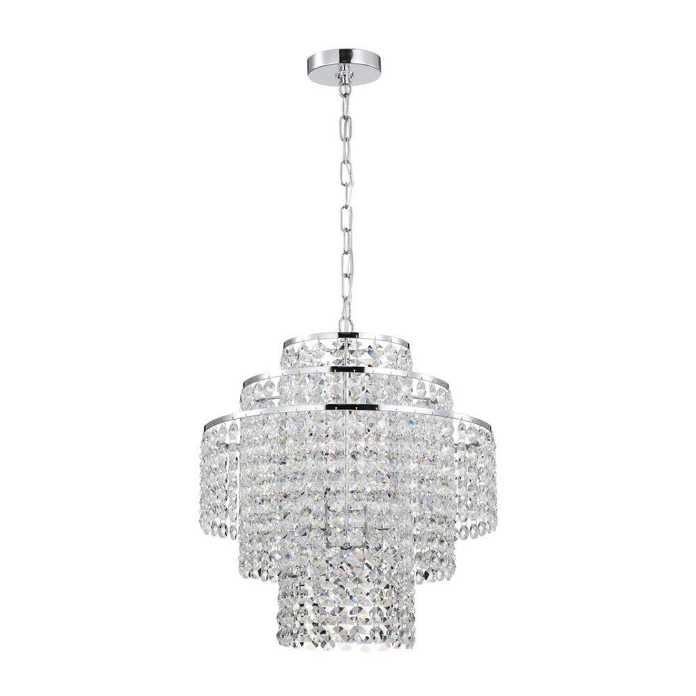 Glam Chrome and Crystal 4-Light Tiered Chandelier