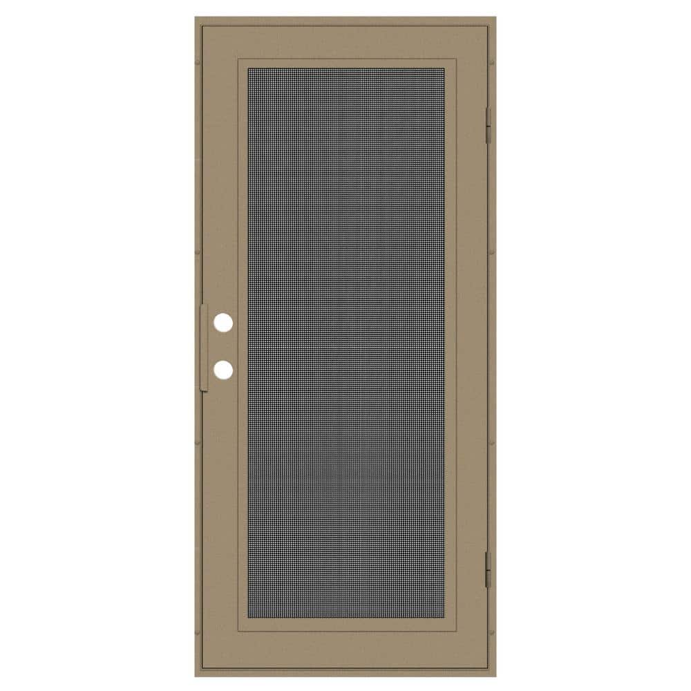 Full View 30 in. x 80 in. Left-Hand/Outswing Desert Sand Aluminum Security Door with Meshtec Screen -  Unique Home Designs, 3S0000CL1DT00A