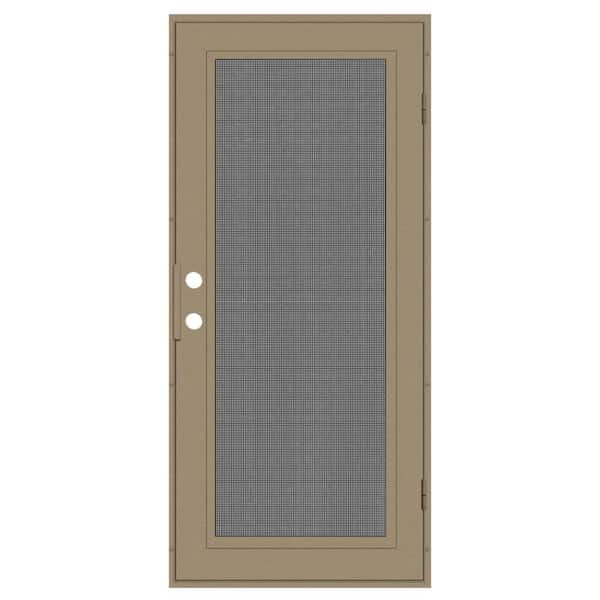 Unique Home Designs Full View 36 in. x 80 in. Left-Hand/Outswing Desert Sand Aluminum Security Door with Meshtec Screen