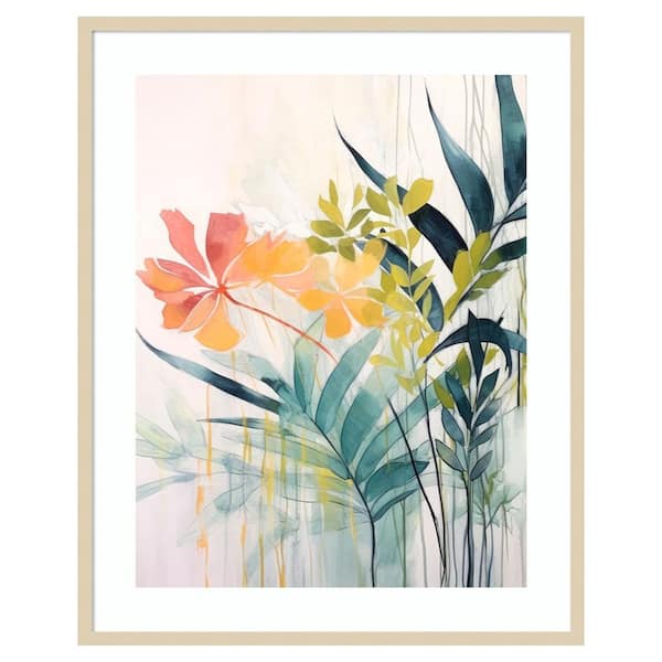 Amanti Art Pink and Yellow Floral Elegance II by Irena Orlov 33 in. W x 41 in. H. Wood Framed Wall Art Print Framed in Brown