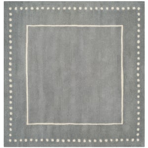 Bella Silver/Ivory 7 ft. x 7 ft. Dotted Border Square Area Rug
