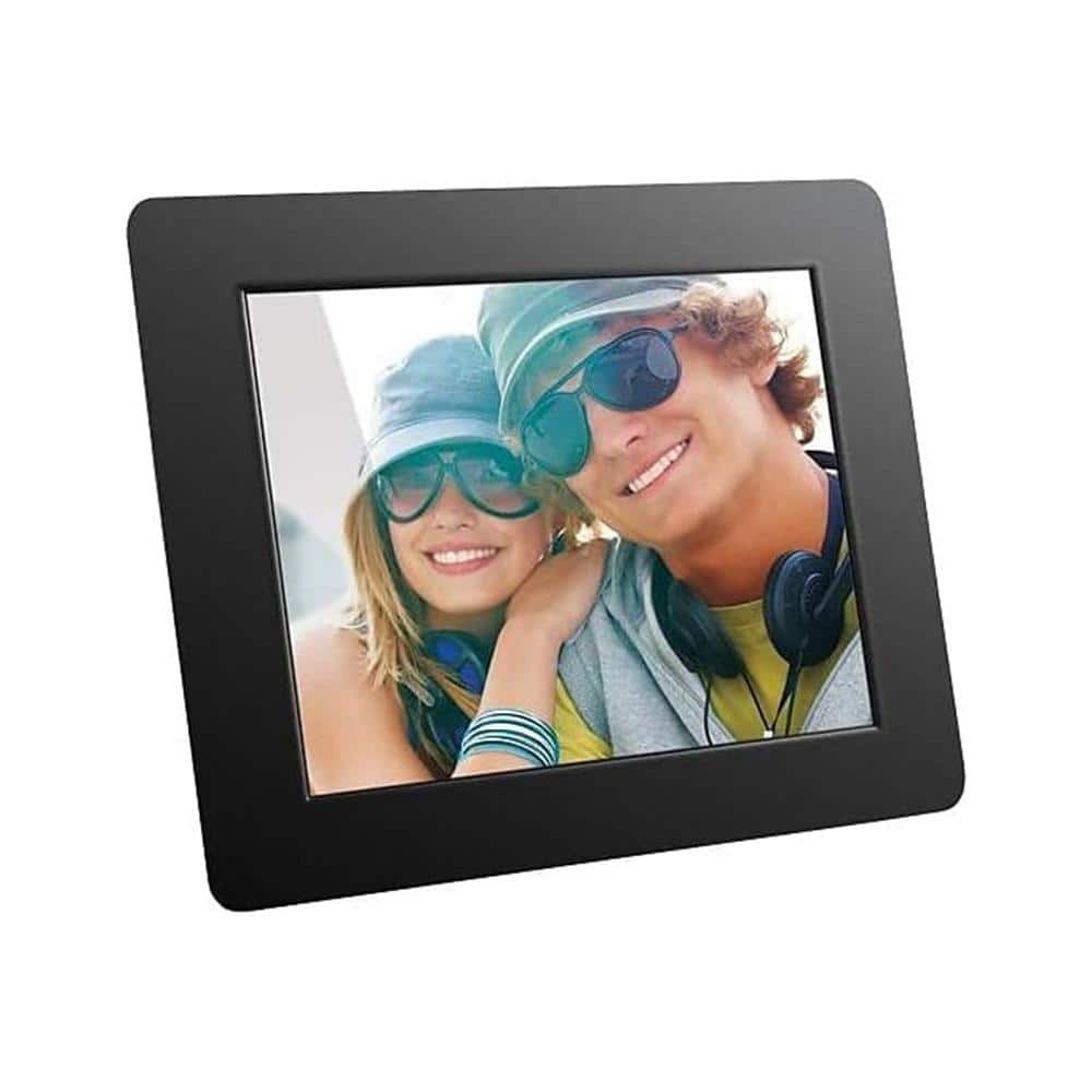 8 in. LCD Digital Picture Frame Display in Black with Push Button Controls & Auto Slideshow Using USB or SD Memory Card