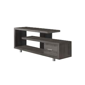 Jasmine 16 in. Dark Taupe and Silver Particle Board TV Stand with 1 Drawer Fits TVs Up to 60 in.