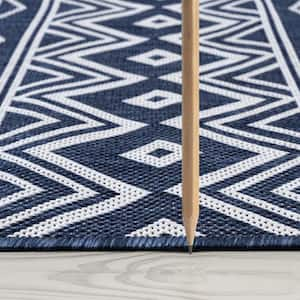 Eco Moroccan Navy 3 ft. x 10 ft. Indoor/Outdoor Runner Rug