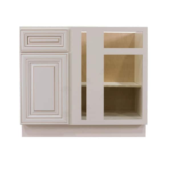 LIFEART CABINETRY Princeton Assembled 39 in. x 34.5 in. x 24 in. Base Blind Corner Cabinet in Creamy White