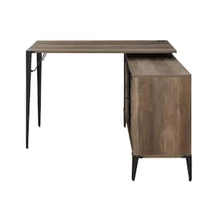 48 in. L Shape Brown and Black Manufactured Wood Writing Desk