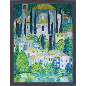 Church in Cassone (Cypress) by Gustav Klimt Gallery Black Framed Architecture Oil Painting Art Print 34 in. x 44 in.