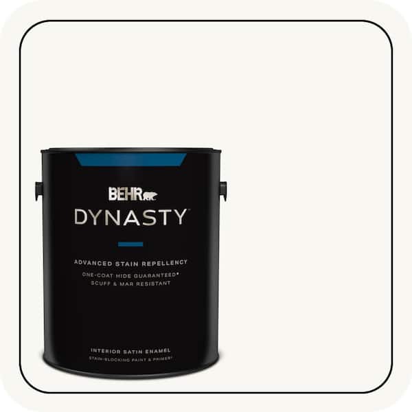BEHR DYNASTY 1 gal. Ultra Pure White Satin Enamel Interior Stain-Blocking Paint and Primer