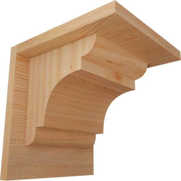 Ekena Millwork 7-1/2 in. x 8 in. x 8 in. Douglas Fir New Brighton Smooth Corbel with Backplate