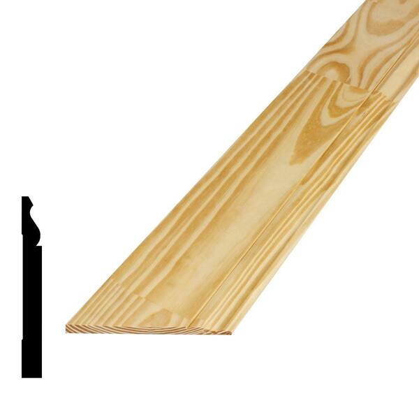 Alexandria Moulding 9/16 in. x 5-1/4 in. x 96 in. Finger-Jointed Pine Wood Baseboard Moulding