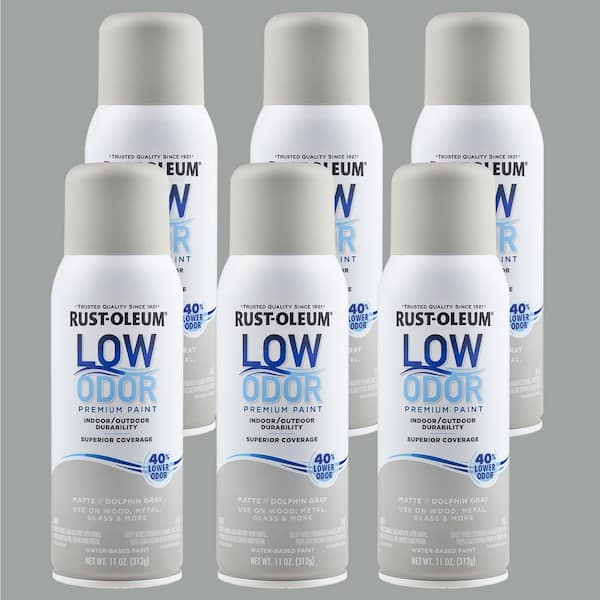 Rust-Oleum Low Odor 11 oz. Matte Dolphin Gray Low Odor Water-Based Spray (Case of 6)