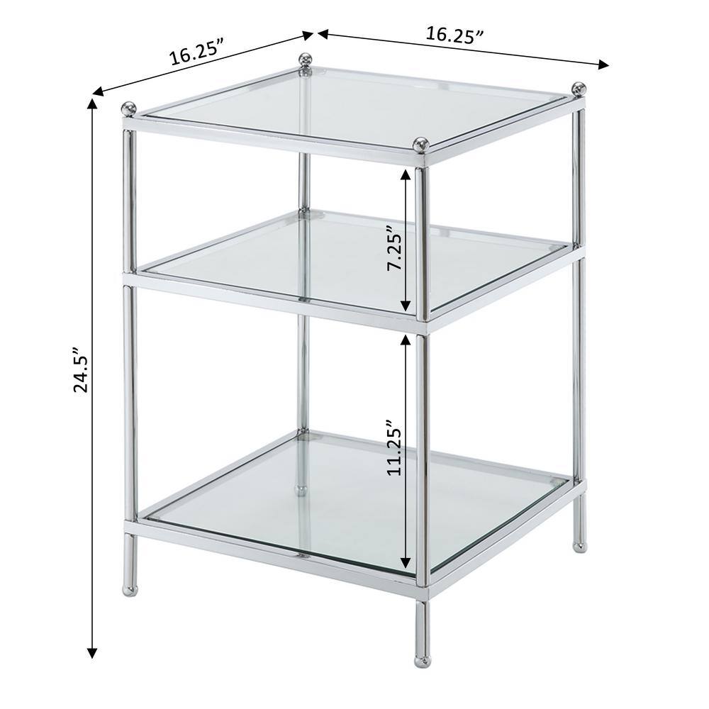 Chrome and Glass 3-Tier Modern End Table