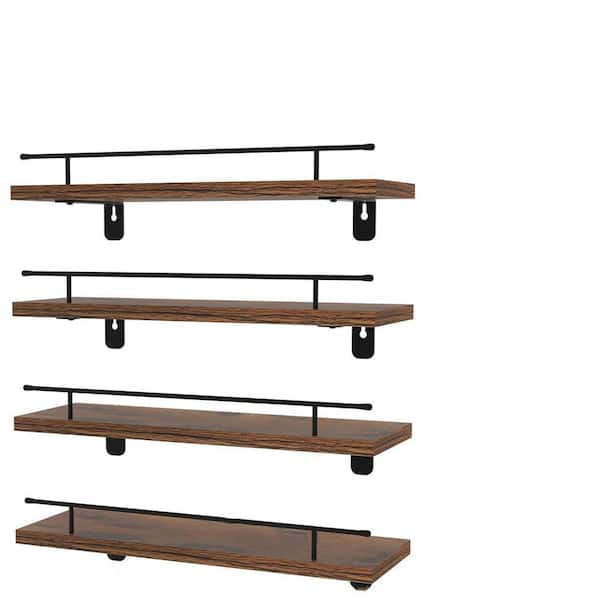 Teamson Kids 15.7 in. W x 5 in. D Brown Decorative Wall Shelf, Floating Shelves Wall Set of 4