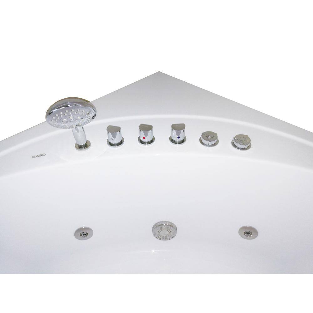 59.13'' White Acrylic Corner Whirlpool Bathtub