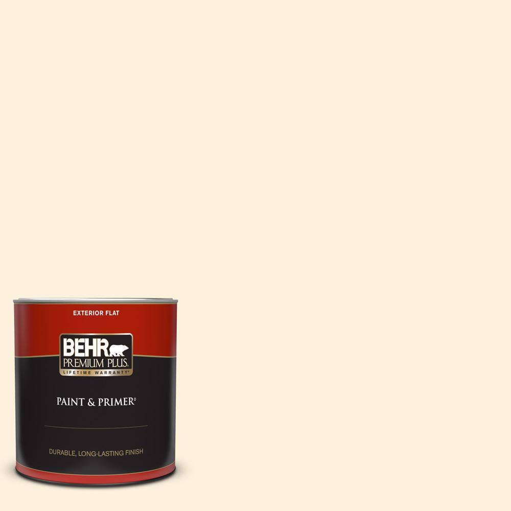 BEHR PREMIUM PLUS 1 Qt. M2601 String Cheese Flat Exterior Paint & Primer 405004 The Home Depot