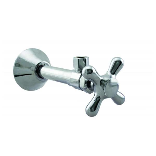 Westbrass 1/2 in. Copper Sweat x 3/8 in. O.D. Compressor Cross Handle Angle Stop, Polished Chrome