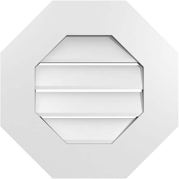 Ekena Millwork 18 in. x 18 in. Octagonal Surface Mount PVC Gable Vent: Functional with Standard Frame