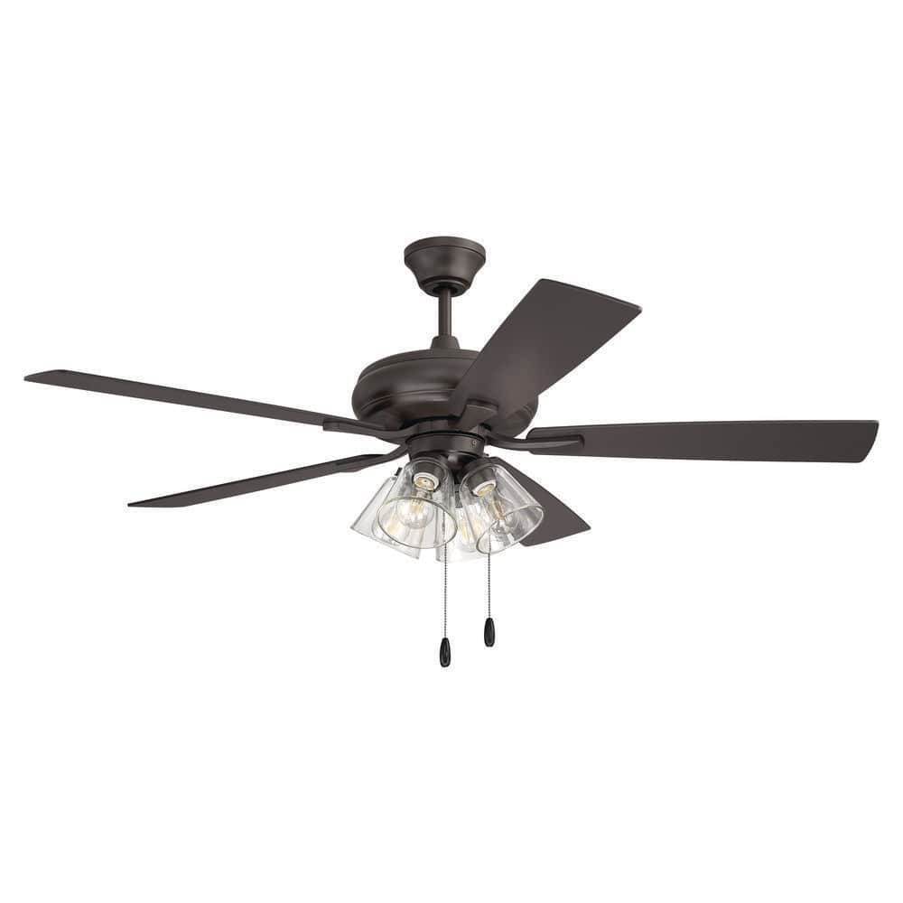 4-Light 52 in. Classic Bronze Finish Espresso/Walnut Blades Angled Mount Standard Ceiling Fan w/ LED Bulbs Included price history on PriceWatchPro