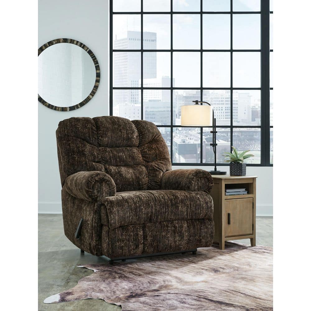 Signature DESIGN BY ASHLEY Movie Man Brown Velvet Standard Recliner ...