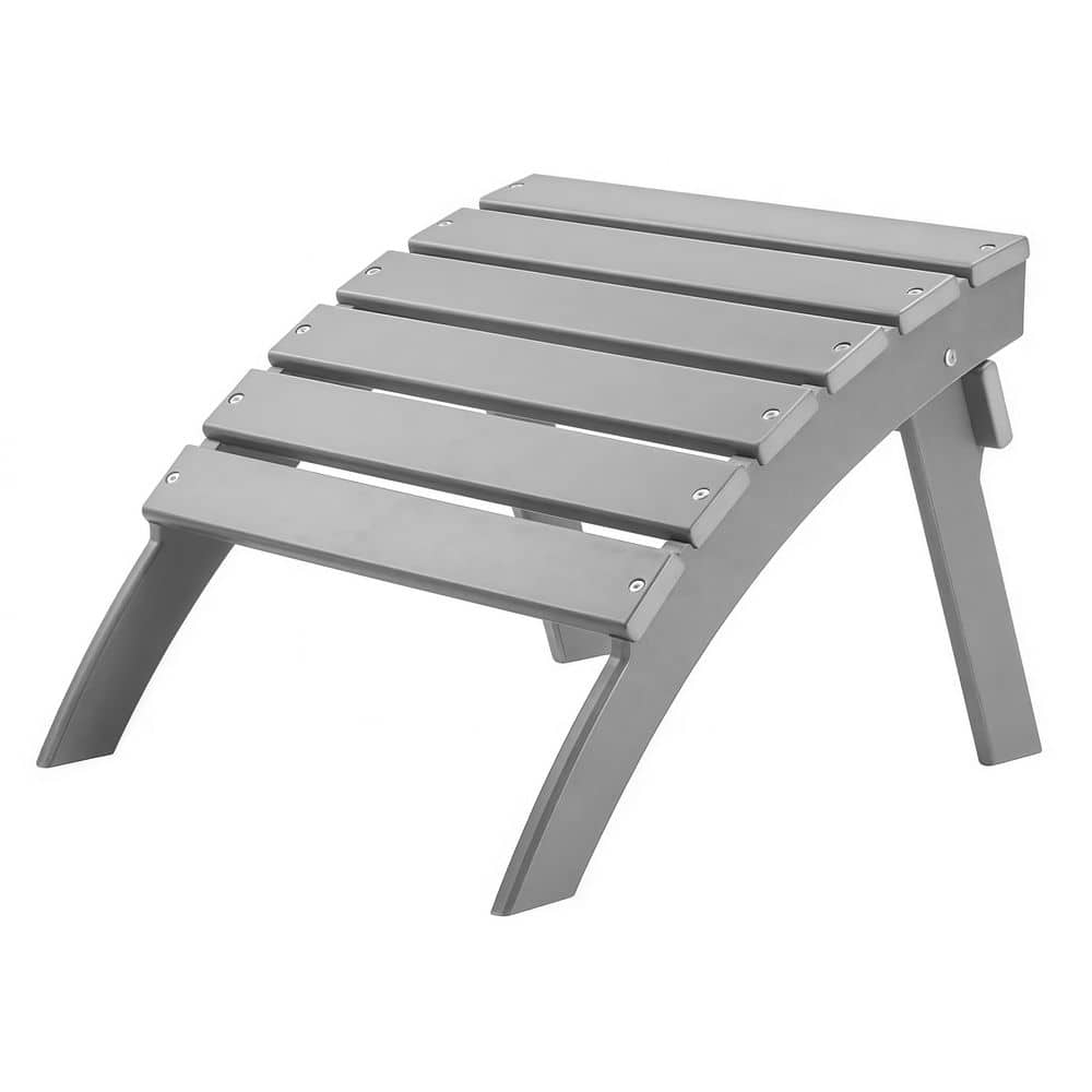 Gray Folding HDPE Plastic Outdoor Adirondack Ottoman Footrest, Weather-Resistant Foot Stool for Patio, Poolside price history on PriceWatchPro