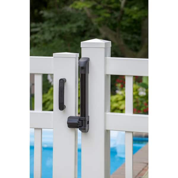 4 in. x 15.375 in. Nylon/Stainless Steel Black Compact Locking Pool Safety Latch