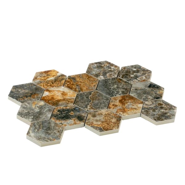 Apollo Tile Splendor Brown 12-in x 12-in Polished Porcelain Hexagon Patterned Floor and Wall Tile (7.09-sq. ft/ Carton)