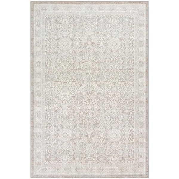Nourison Renewed Silver Ivory 4 ft. x 6 ft. Distressed Traditional Area Rug