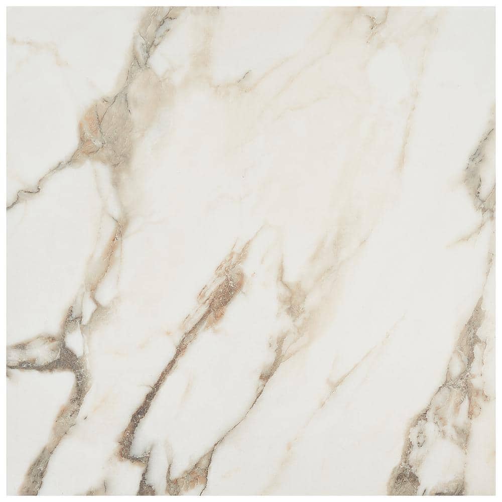 Saroshi 24" x 24" Polished White Marble Look Porcelain Tile