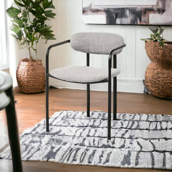 HomeRoots Gray And Black Upholstered Fabric Arm Chair (Set Of 2)
