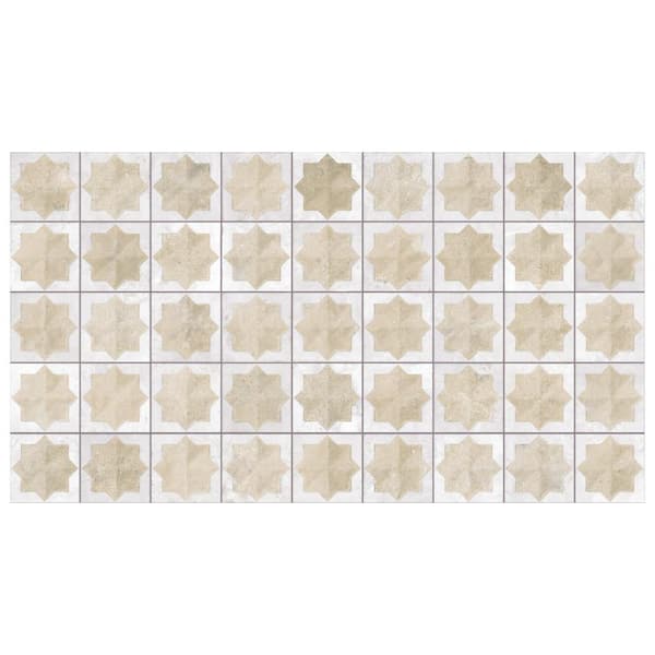 Merola Tile Tetuan Astre Arena White 7-1/4 in. x 6 in. Porcelain Wall Take Home Tile Sample