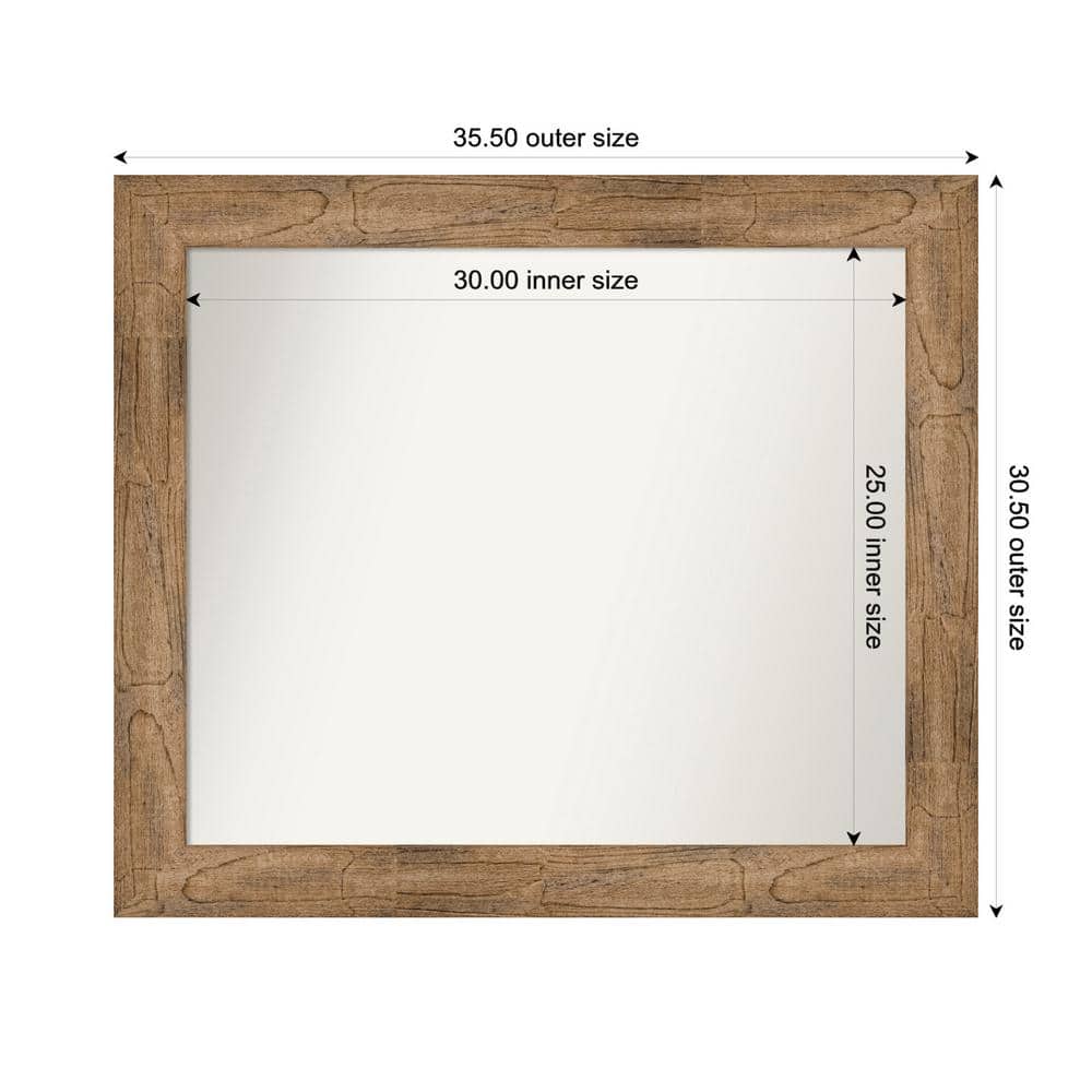 Owl Brown 35.5 in. W. x 30.5 in. Custom Non-Beveled Wood Framed Bathroom Vanity Wall Mirror price history on PriceWatchPro