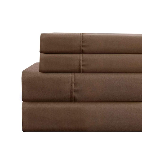 MODERN THREADS Deep-Pocket 3-Piece Chocolate Ultra-Soft Solid Microfiber Twin Sheet Set