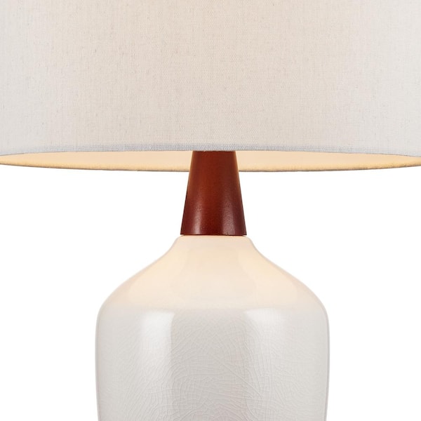 White Le Ceramic Table Lamp, White Ceramic And Wood Table Lamp
