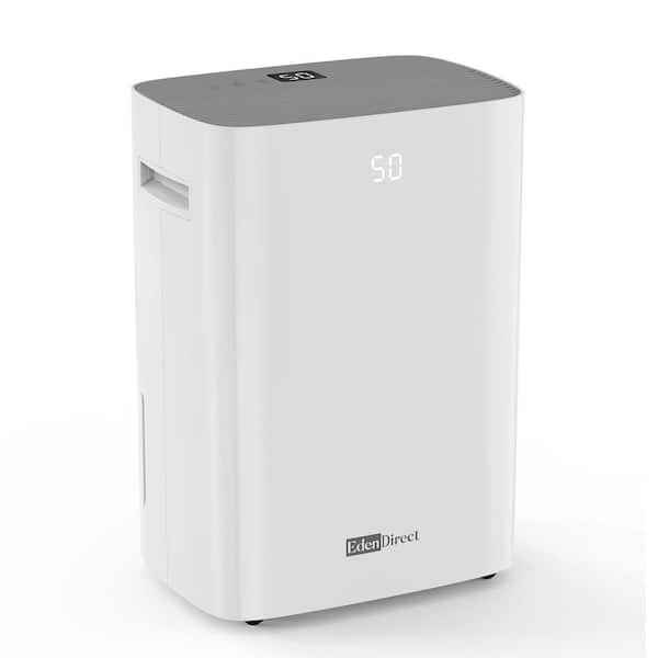 Edendirect 100 pt. 5500 sq. ft. Commericial Dehumidifier for Basement in White, with Bucket, Drain Hose, 24H Timer, Menery Start