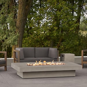 Scarborough 72 in. W x 14 in. H Outdoor GFRC Liquid Propane Fire Pit in Flint with Lava Rocks