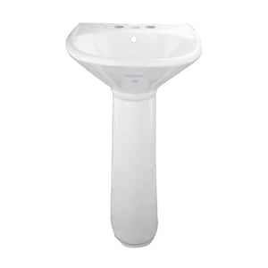 Ondine 16 in. Small Pedestal Combo Bathroom Sink in White with Overflow