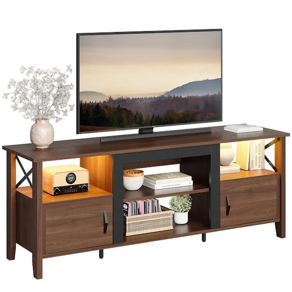 TVpad３ Bestier 63 in. Walnut TV Stand FIts TV's Up to 70 in. LED