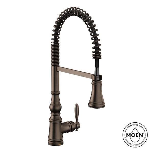 Weymouth Single-Handle Pre-Rinse Spring Pulldown Sprayer Kitchen Faucet with Power Clean in Oil Rubbed Bronze