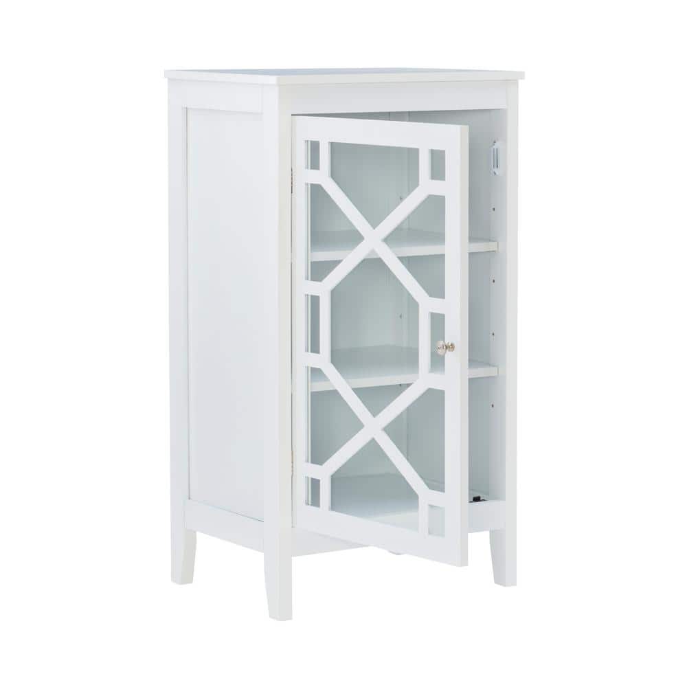 White MDF Accent Cabinet with Glass Door and Shelves