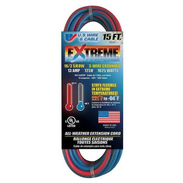 US Wire and Cable 15 ft. 16/3 All-Weather Block Heater Extension Cord