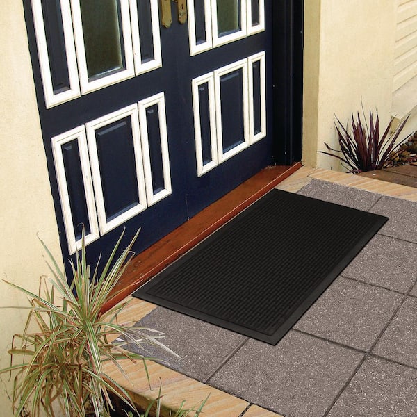 Ruiya Durable Outdoor Indoor Welcome Door Mats for Home Entrance Waterproof, Easy to Clean, Non slip,kitchen,Front Door, Garage, Patio(34x24, Black)