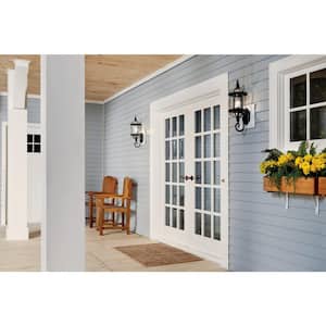 Barrie 21.75 in. 1-Light Black Outdoor Hardwired Wall Lantern Sconce with No Bulbs Included (1-Pack)