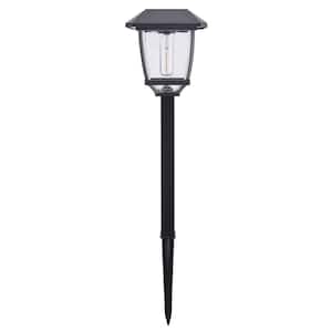 Lincoln 14 Lumens Solar Black LED Path Light with Seedy Glass Lens and Vintage Bulb