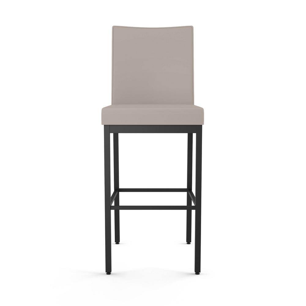 Cream Faux Leather and Black Metal Bar Stool, 30" Height