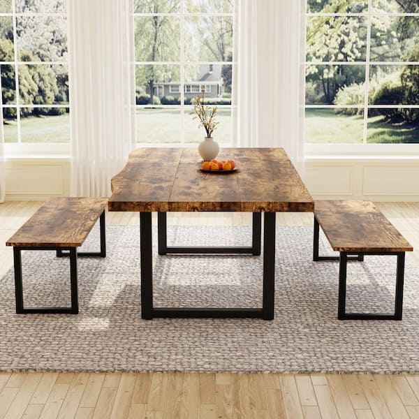 GOJANE Modern 3 Pieces Irregular Vintage Brown Table MDF Table Top
