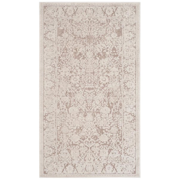 SAFAVIEH Reflection Beige/Cream Doormat 3 ft. x 5 ft. Border Distressed Area Rug